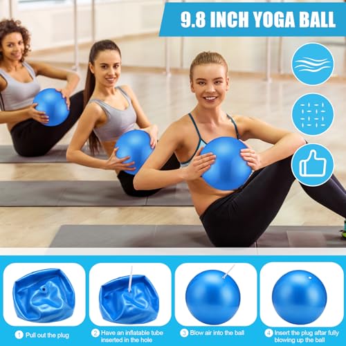 Silipull 10 Pcs Pilates Ring Blocks Set for Women Home Yoga Equipment Accessories Pilates Ring Circle and Ball Workouts Gift Include Ball Yoga Circle Resistance Bands Block Straps Gym Bag - color: Blue