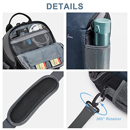 S-ZONE Camera Bag DSLR/SLR Waterproof Camera Case for Photographers Holster Compatible with Nikon Canon Sony | Strong Buckle,Rain Cover,Compatible with Nikon Canon Sony - color: Dark Blue