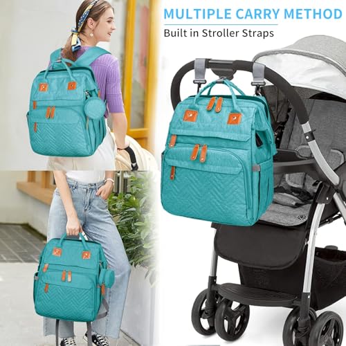 KABAQOO Diaper Bag Backpack with Detachable Changing Station, Large Capacity Baby Diaper Bags for Boys & Girls, Baby Registry Search Stuff & Shower Gifts, Newborn Essentials Must Haves, Lake Blue - color: Lake Blue