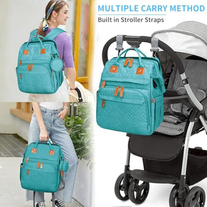 KABAQOO Diaper Bag Backpack with Detachable Changing Station, Large Capacity Baby Diaper Bags for Boys & Girls, Baby Registry Search Stuff & Shower Gifts, Newborn Essentials Must Haves, Lake Blue - color: Lake Blue