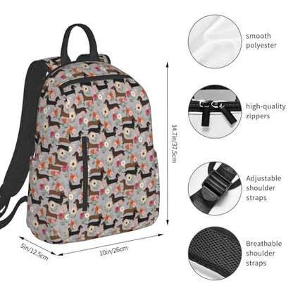 Lightweight Daypack Dachshund Dog Floral, Stands Upright, Padded Laptop Sleeve, for Commuters & Travel - color: Picture (826)