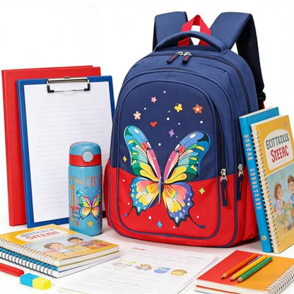 15 inch Primary School Kindergarten Schoolbag Leisure Cool Cute Cartoon Travel Backpack For Boys Girls Ages 6-10 Use - color: Red Butterfly, size: Large