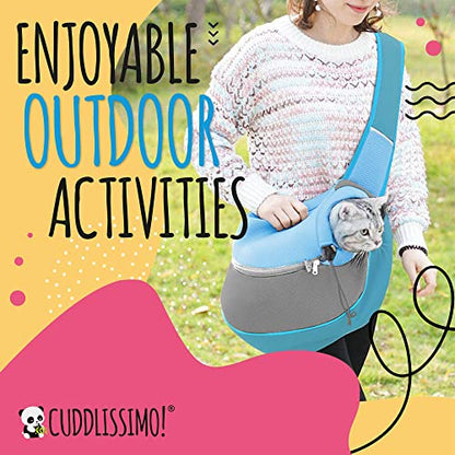 Cuddlissimo! Pet Sling Carrier - Small Dog Puppy Cat Carrying Bag Purse Pouch - For Pooch Doggy Doggie Yorkie Chihuahua Baby Papoose Bjorn - Travel Front Backpack Chest Body Holder Pack To Wear (Blue) - color: Baby Blue
