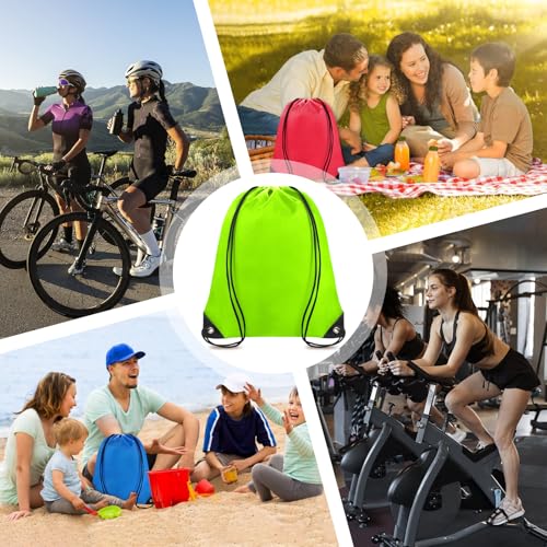 Grneric Drawstring Backpack Bulk 70Pcs String Backpack Drawstring Bags Cinch Bag Sackpack for Men Women Gym(Light Green) - color: Light Green