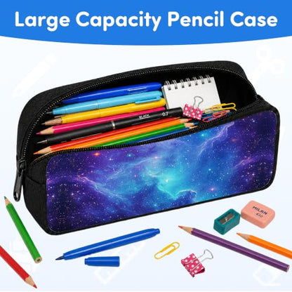 3PCS Galaxy Print Backpack for Boys Girls Teens, School Backpack with Lunch Box Pencil Case for Elementary Middle High Students, 17 Inch Lightweight Bookpack 3 in 1 Set Back to Shool Gifts for Kids - color: Galaxy