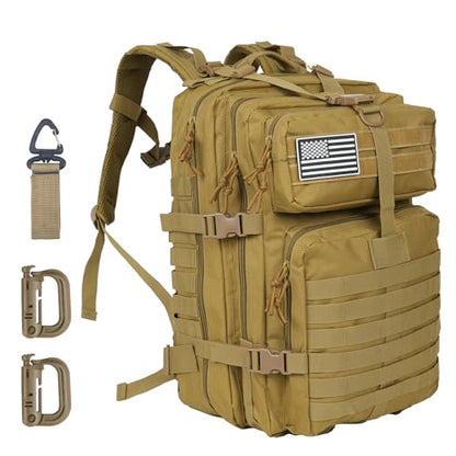 50L Large Military Tactical Backpack Molle Army Assault Pack for Travel Camping Hiking Fishing Backpack for men (khaki) - color: Khaki