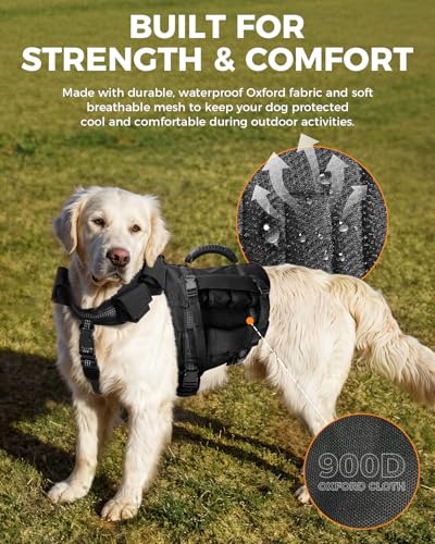 Weighted Dog Vest and Collar Set with 4 Removable 0.88 lb Weight Blocks, No Sand Filling, Training Gear for Medium and Large Dogs, Walking, Conditioning, Muscle Building-L