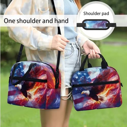 3PCS Kids Backpacks for Teen Girls Boys, Flag Eagle 17 Inch School Bookbag Set with Lunch Bag Pencil Case 3 in 1 Lightweight Daypacks for Middle High School Students - color: Flag Eagle