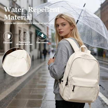 Middle School Backpack For Men Women Simple Backpack For College Students Aesthetic High School Bag Waterproof Bookbag For Teens Girls Boys（Beige） - color: A3-beige