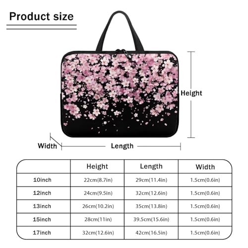 Mumeson Pink Cherry Blossom Laptop Bag 10-17Inch Laptop Sleeve Case for Most Laptops with Handle Briefcase Carrying Computer Bag with Large Capacity Pocket - color: Pink Cherry Blossom, size: 17 Inch