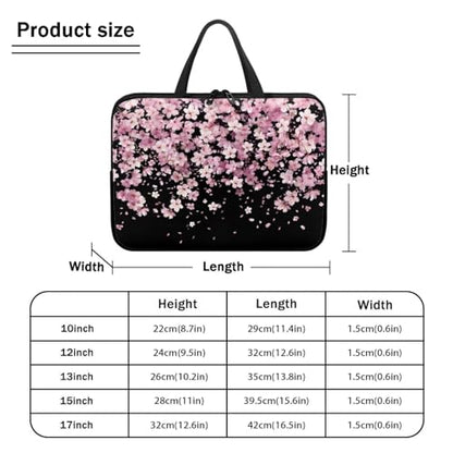 Mumeson Pink Cherry Blossom Laptop Bag 10-17Inch Laptop Sleeve Case for Most Laptops with Handle Briefcase Carrying Computer Bag with Large Capacity Pocket - color: Pink Cherry Blossom, size: 17 Inch