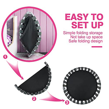 Giantex 36-Inch Mini Trampoline for Kids, ASTM Approved Foldable Rebounder Trampoline with Foamed Handle, Max Loaded 330 lbs, Indoor Safety Padded Fitness Trampoline - color: Pink