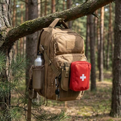 Zsearaymy 25L Small Tactical Hiking Backpack with 180° Open Design Molle System Padded Laptop Lightweight (TAN) - color: Tan