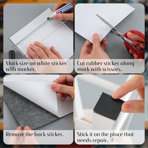 4 Pack 6''x6'' Self-Adhesive Rubber Sheet Pad 1/25 Thick Non Slip Rubber Pads Silicone Gasket Sheet for DIY Material Leveling Sealing Bumpers Furniture Protection Equipment Padding Noise Reduction