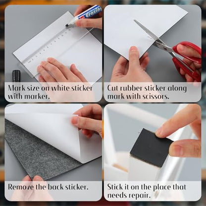 4 Pack 6''x6'' Self-Adhesive Rubber Sheet Pad 1/25 Thick Non Slip Rubber Pads Silicone Gasket Sheet for DIY Material Leveling Sealing Bumpers Furniture Protection Equipment Padding Noise Reduction