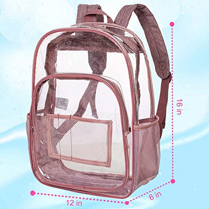 gxtvo Clear Backpack, Heavy Duty Transparent Bookbag, See Through Backpacks for Women Men | Heavy Duty - color: Pink