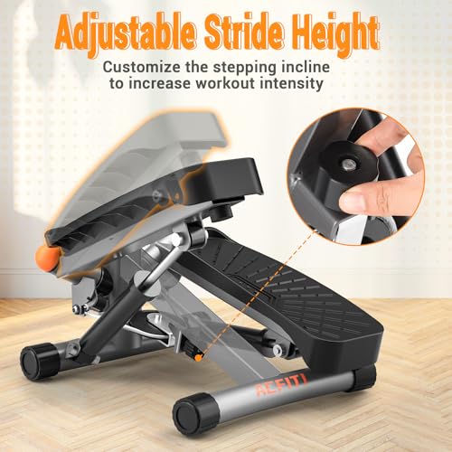 Steppers for Exercise at Home,Adjustable Height Mini Stepper with Resistance Bands,Stair Stepper with 350lbs Loading Capacity,Twist Stepper for Full Body Workout (Included Mat)