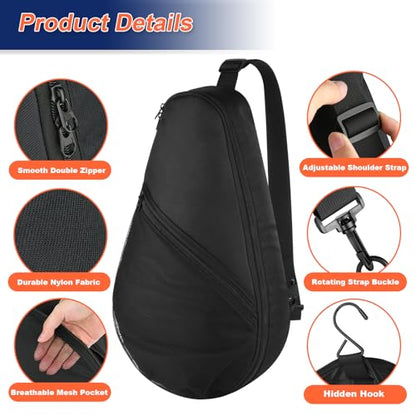 Cosmos Padel Racket Bag Pickleball Paddle Sling Backpack Padel Racquet Storage Bag, Padel (Paddel Tennis) Equipment Carrying Bag with Mesh Pocket for 2 Paddles Ball Water Bottle & Accessory - color: Black