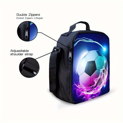 3PCS Soccer Backpack Set, 16" Lightweight Football Daypack, Soccer Ball Print Casual Laptop Backpack for Travel Camping Work (style-2) - color: Style-2