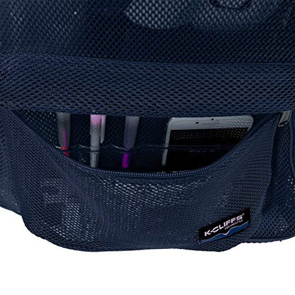 K-Cliffs Heavy Duty Mesh Backpack Quality Classic Student Net Bookbag Durable See Through Simple Netting Daypack Basic School Bag Navy - color: Navy