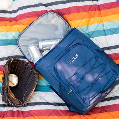 Personalized Cooler Backpack for Men, Custom Embroidered Backpack Cooler Bag, 30 Can Insulated Soft Cooler with Bottle Opener, Gift for Groomsmen Dad Husband, Black Blue Green - color: Blue