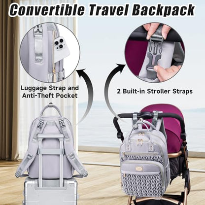 Tealari Diaper Bag Backpack,Stylish Baby Diaper Bag,Waterproof Travel Diaper Backpacks Baby Bags with Changing Pad,Stroller Straps,Insulated Pockets (Gray) - color: Gray