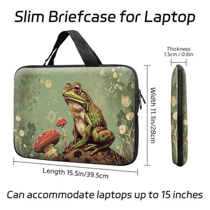 14 15 15.4 15.6 inch Laptop Handle Bag Computer Bag, Pouch Holder Notebook Sleeve Cover Soft Case Compatible for Dell,Lenovo,Toshiba HP, Asus Notebook-Sad Frog Mushroom - color: Sad Frog Mushroom