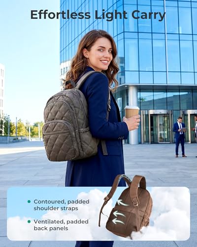 BAGSMART Travel Laptop Backpack, College Backpack for Women, Quilted Small Computer Bookbag, Water-Resistant 15.6 Inch Laptop Casual Bag,Charcoal Gray - color: 18-charcoal Gray