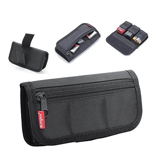 King Ma Small DSLR Camera Battery Bag Pouch Holder Case Camera Batteries Waist Bag Compatible with LP-E6 LP-E17 FZ100 FW50 F550 AA Battery and SD Card Holder Memory Card Case