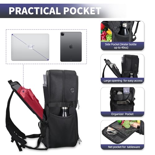 BERTASCHE Lunch Backpack, Work Backpack with Insulated Cooler Lunch Box 15.6 inch Laptop Backpack for Men Women, TSA Large Daypack for Commuter College Travel Picnic - size: 15.6 inch-Lunch Compartment