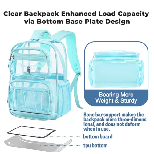 Cusangel Large Clear backpack for girls women,16in TPU Plastic Bookbag,Stadium,Concert,school,work (Aqua Green) - color: Aqua Green-16in