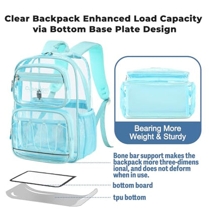 Cusangel Large Clear backpack for girls women,16in TPU Plastic Bookbag,Stadium,Concert,school,work (Aqua Green) - color: Aqua Green-16in