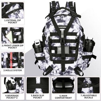 Lovelinks21 25L Tactical Backpack Hiking Daypacks Outdoor Military Molle Bag EDC Rucksack Motorcycle Backpack for Camping - color: Black&white