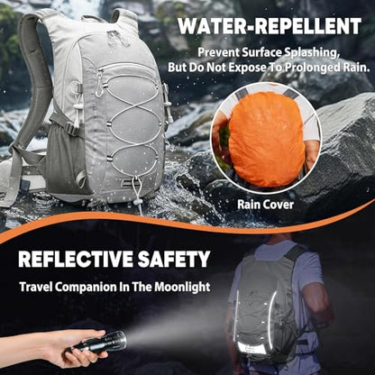 30L Hiking Backpack with Rain Cover Lightweight Hiking Daypack for Travel Camping Outdoors Knapsack for Men Women (Grey) - color: Grey