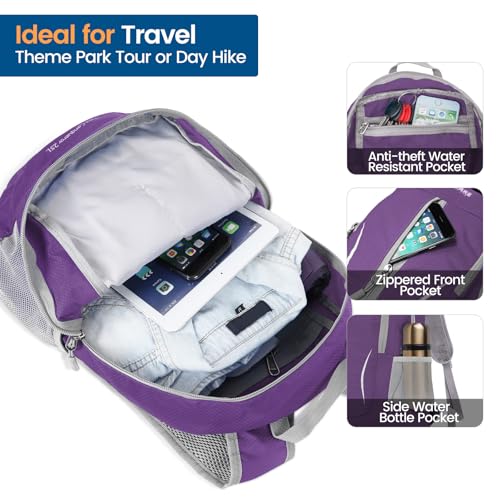 ZOMAKE Ultra Lightweight Packable Backpack 25L, Foldable Hiking Backpacks Water Resistant Small Folding Daypack for Travel(Purple) - color: Purple-b