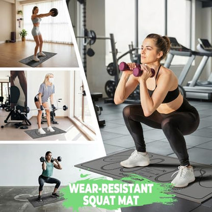 Squat Mat with Foot Position,Non-Slip Workout Mat for Squats & Leg Exercises, Improves Muscle Activation & Knee Support, Home Gym Fitness Mat,30 * 13.8"inch Squat Pad - color: Dark grey