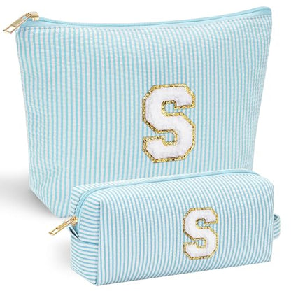 YOOLIFE Cute Makeup Bag for Women & Girls - Cosmetic Bag | Initial Make Up Bag | Personalized Gift for Women / Her | Bridal Shower & Mother's Day Gift - color: Light Green, style: S
