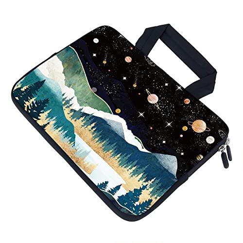 AMARY14 15 15.4 15.6 inch Laptop Handle Bag Computer Protect Case Pouch Holder Notebook Sleeve Neoprene Cover (Mountains Galaxy) - color: Mountains Galaxy
