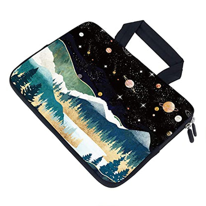 AMARY14 15 15.4 15.6 inch Laptop Handle Bag Computer Protect Case Pouch Holder Notebook Sleeve Neoprene Cover (Mountains Galaxy) - color: Mountains Galaxy