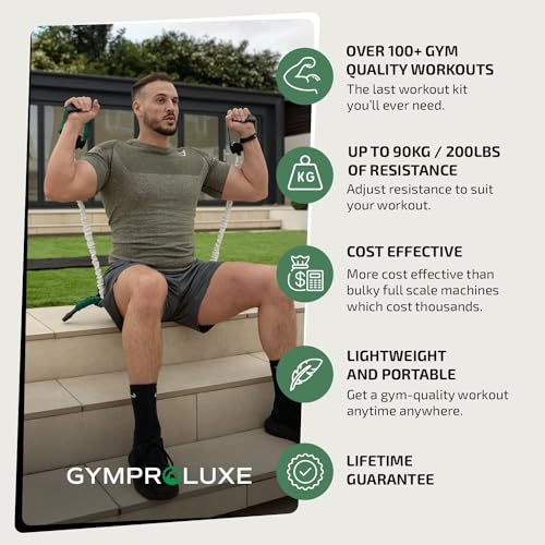 Gymproluxe Portable Gym - Resistance Exercise Band Set - 200LBS Resistance Bands for Men & Women - Multi Gym Fitness Equipment & Pilates Bar for Home Workout - style: All in one
