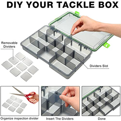 Ramede 6 Pcs Fishing Tackle Boxes Waterproof Airtight Plastic Tackle Box Organizer Transparent Fishing Tackle Storage with Adjustable Dividers for Terminal Tackle Lure Bait Hook(Large) - size: Large