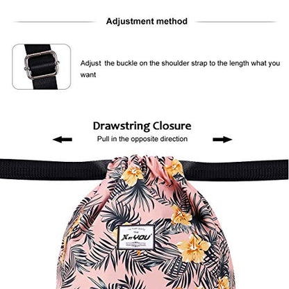 XEYOU Drawstring Sports Backpack Lightweight Gym Yoga Sackpack Shoulder Rucksack Casual Outdoor Daypack for Women and Men | Lightweight - color: Yellow Flower