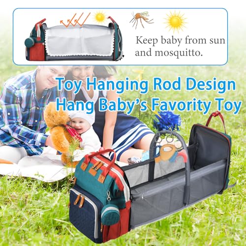 Jeryswet Baby Diaper Bags with Changing Station, Waterproof Large Capacity Diaper Bag Backpack for Moms Dads with USB Charging Port and Stroller Straps, Baby Shower Gifts, RGB - color: Green-blue-red
