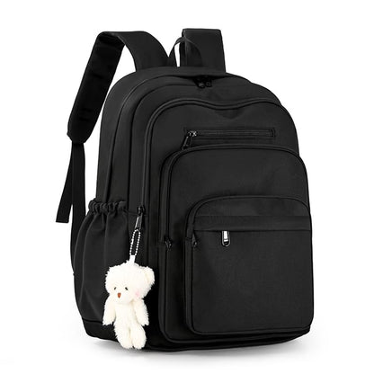 JARKJARD Cute School Backpack for Kids Teen Girls Aesthetic Lightweight Large Capacity Bookbag College Students School Bag Casual Travel Solid Color Daypack（Black - color: Black