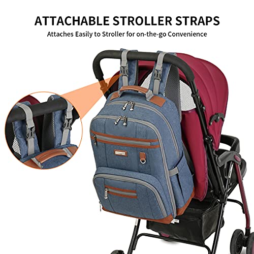 Diaper Bag Backpack, Large Baby Nappy Bags with Portable Changing Pad for Boys and GirlsMultifunction Travel Baby Bag for Moms Dads, Shower Gifts Waterproof and Stylish，Deep Blue - color: Deep Blue