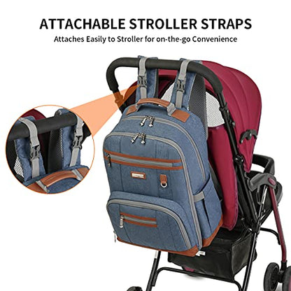 Diaper Bag Backpack, Large Baby Nappy Bags with Portable Changing Pad for Boys and GirlsMultifunction Travel Baby Bag for Moms Dads, Shower Gifts Waterproof and Stylish，Deep Blue - color: Deep Blue