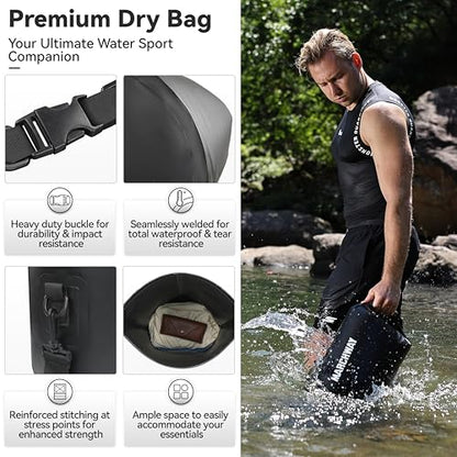 MARCHWAY Floating Waterproof Dry Bag Backpack 5L/10L/20L/30L/40L, Roll Top Sack Keeps Gear Dry for Kayaking, Rafting, Boating, Swimming, Camping, Hiking, Beach, Fishing - color: Black, size: 5L