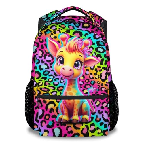 Giraffe Backpack for Girls - 17 Inch Cute Kids Backpack with Adjustable Straps for Kindergarten - Large Capacity School Bag for Elementary - color: Color4-1