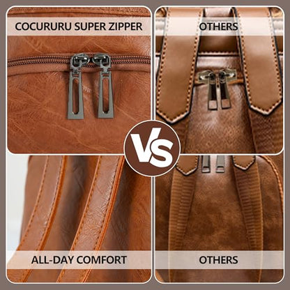 Women Backpack Purse PU Leather Anti-theft Casual Shoulder Bag Fashion Ladies Satchel Bags - color: Brown, size: Medium
