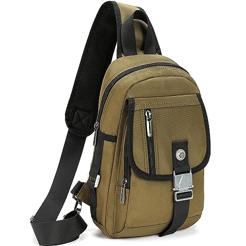 NICGID Sling Bag Chest Shoulder Backpack Crossbody Bags for Tablet Laptop Outdoor Hiking Men Women - color: Army Green-016